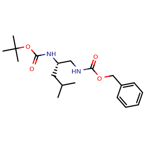 Chemical structure of benzyl tert-butyl (4-methylpentane-1,2-diyl)(S)-dicarbamate , CAS 115654-39-2, AChemBlock W166690