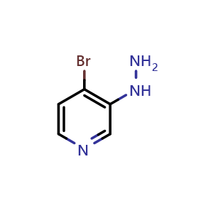 Chemical structure of 4-bromo-3-hydrazinylpyridine , CAS 1935506-22-1, AChemBlock W166700