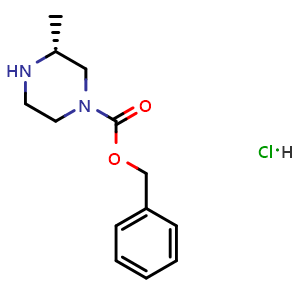 Chemical structure of (R)-Benzyl3-methylpiperazine-1-carboxylatehydrochloride , CAS 1217831-52-1, AChemBlock W166738