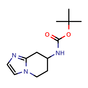 Chemical structure of tert-butyl 5,6,7,8-tetrahydroimidazo[1,2-a]pyridin-7-ylcarbamate , CAS 2803455-97-0, AChemBlock W166749