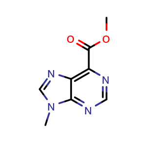 Chemical structure of methyl 9-methyl-9H-purine-6-carboxylate , CAS 2803476-85-7, AChemBlock W166766