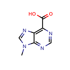 Chemical structure of 9-Methyl-9H-purine-6-carboxylic acid , CAS 1095822-37-9, AChemBlock W166769