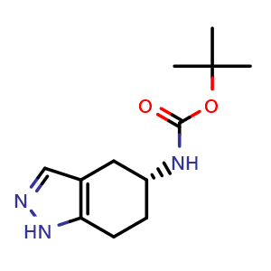 Chemical structure of (R)-tert-butyl 4,5,6,7-tetrahydro-1H-indazol-5-ylcarbamate , CAS 955406-14-1, AChemBlock W166773