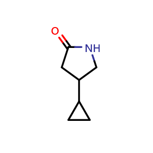 Chemical structure of 4-cyclopropylpyrrolidin-2-one , CAS 126822-39-7, AChemBlock W166776