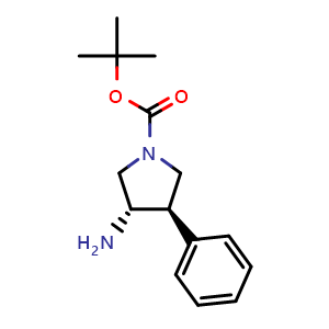 Chemical structure of tert-Butyl (3S,4R)-3-amino-4-phenylpyrrolidine-1-carboxylate , CAS 1643979-48-9, AChemBlock W166779