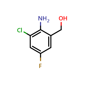 Chemical structure of (2-Amino-3-chloro-5-fluorophenyl)methanol , CAS 2089319-92-4, AChemBlock W166801