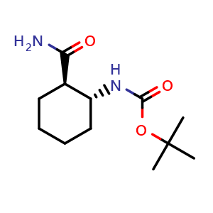 Chemical structure of trans-tert-butyl 2-carbamoylcyclohexylcarbamate , CAS 824950-17-6, AChemBlock W166807