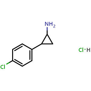 Chemical structure of 2-(4-Chloro-phenyl)-cyclopropylamine hydrochloride , CAS 90562-30-4, AChemBlock W166821