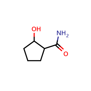 Chemical structure of 2-hydroxycyclopentanecarboxamide , CAS 344243-53-4, AChemBlock W166835