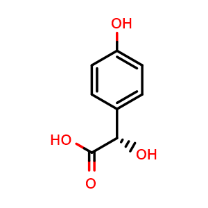 Chemical structure of (S)-4-hydroxymandelic acid , CAS 13244-75-2, AChemBlock W166843
