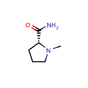 Chemical structure of (R)-1-Methylpyrrolidine-2-carboxamide , CAS 114812-17-8, AChemBlock W166847