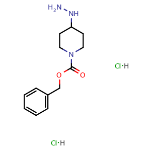 Chemical structure of 4-Hydrazino-piperidine-1-carboxylic acid benzyl ester dihydrochloride , CAS 916831-70-4, AChemBlock W166852
