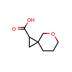 Chemical structure of 5-Oxaspiro[2 5]octane-1-carboxylic acid , CAS 1341939-27-2, AChemBlock W166862