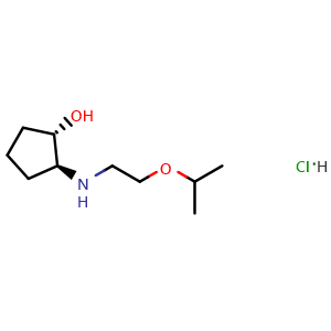 Chemical structure of (1S,2S)-2-(2-isopropoxyethylamino)cyclopentanol hydrochloride , CAS 1599293-28-3, AChemBlock W166872
