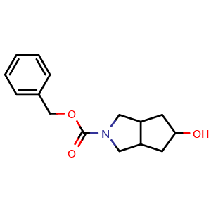 Chemical structure of benzyl 5-hydroxy-hexahydrocyclopenta[c]pyrrole-2(1H)-carboxylate , CAS 2300929-14-8, AChemBlock W166878