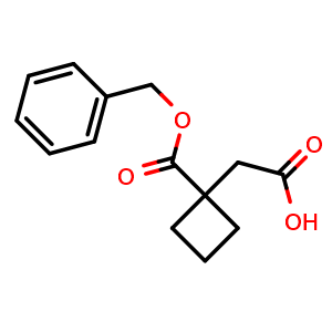 Chemical structure of 2-(1-(benzyloxycarbonyl)cyclobutyl)acetic acid , CAS 1531669-06-3, AChemBlock W166898