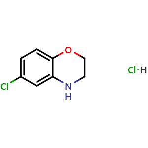 Chemical structure of 6-Chloro-3,4-dihydro-2H-benzo[b][1,4]oxazine hydrochloride , CAS 1956310-17-0, AChemBlock W166900