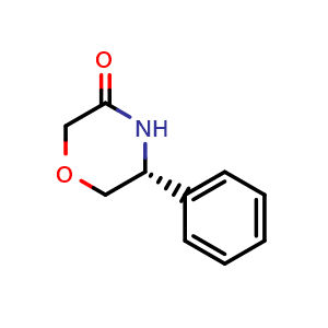 Chemical structure of (R)-5-Phenyl-morpholin-3-one , CAS 192815-71-7, AChemBlock W166913