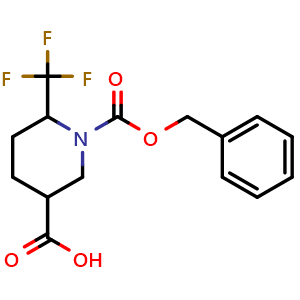 Chemical structure of 1-(benzyloxycarbonyl)-6-(trifluoromethyl)piperidine-3-carboxylic acid , CAS 1269755-67-0, AChemBlock W166919