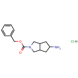 Chemical structure of benzyl 5-amino-hexahydrocyclopenta[c]pyrrole-2(1H)-carboxylate hydrochloride , CAS 2891599-18-9, AChemBlock W166927