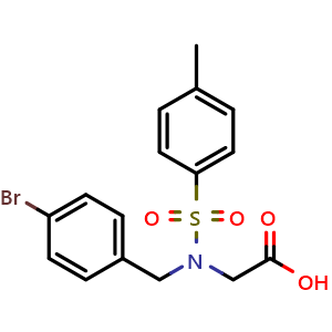 Chemical structure of 2-(N-(4-bromobenzyl)-4-methylphenylsulfonamido)acetic acid , CAS 593261-60-0, AChemBlock W166937
