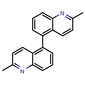 Chemical structure of 2-methyl-5-(2-methylquinolin-5-yl)quinoline , CAS 2891598-21-1, AChemBlock W166938