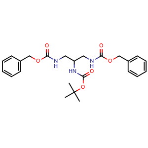 Chemical structure of [2-benzyloxycarbonylamino-1-(benzyloxycarbonylaminomethyl)ethyl]carbamic acid tert-butyl ester , CAS 213475-67-3, AChemBlock W166963