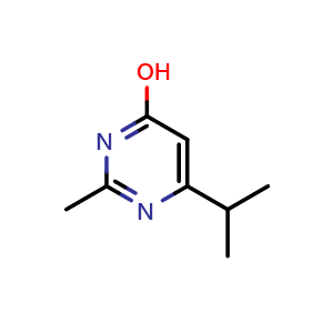 Chemical structure of 6-Isopropyl-2-methylpyrimidin-4-ol , CAS 34126-99-3, AChemBlock W166969