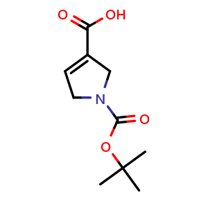 Chemical structure of 1-(tert-butoxycarbonyl)-2,5-dihydro-1H-pyrrole-3-carboxylic acid , CAS 1499189-46-6, AChemBlock W166972