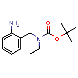 Chemical structure of tert-butyl N-[(2-aminophenyl)methyl]-N-ethylcarbamate , CAS 1087784-32-4, AChemBlock W166983