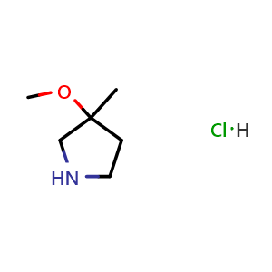 Chemical structure of 3-methoxy-3-methylpyrrolidine hydrochloride , CAS 1147112-62-6, AChemBlock W166984