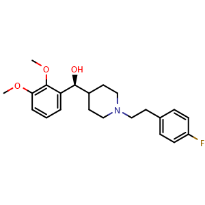 Chemical structure of (S)-(2,3-Dimethoxyphenyl)(1-(4-fluorophenethyl)piperidin-4-yl)methanol , CAS 175673-57-1, AChemBlock W166988