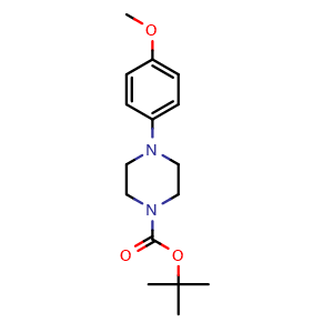 Chemical structure of tert-Butyl 4-(4-methoxyphenyl)piperazine-1-carboxylate , CAS 185460-26-8, AChemBlock W167038