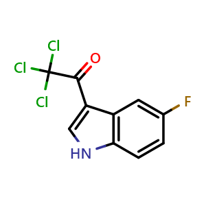 Chemical structure of 2,2,2-Trichloro-1-(5-fluoro-1H-indol-3-yl) ethanone , CAS 1822857-19-1, AChemBlock W167042