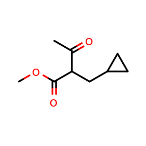 Chemical structure of Methyl 2-(cyclopropylmethyl)-3-oxobutanoate , CAS 1256958-43-6, AChemBlock W167055