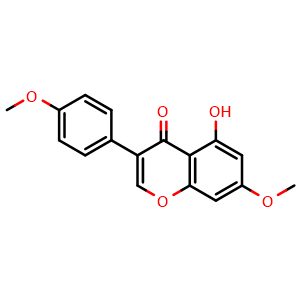 Chemical structure of 4',7-Dimethoxy-5-hydroxyisoflavone , CAS 34086-51-6, AChemBlock W167064