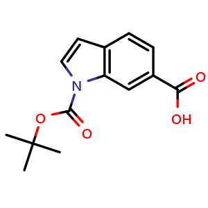 Chemical structure of 1-(tert-Butoxycarbonyl)-1H-indole-6- carboxylic acid , CAS 208772-42-3, AChemBlock W167079