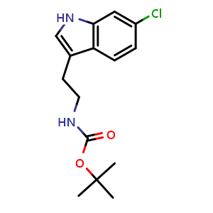Chemical structure of tert-Butyl 2-(6-chloro-1H-indol-3- yl)ethylcarbamate , CAS 467451-59-8, AChemBlock W167080