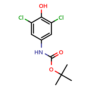Chemical structure of tert-Butyl 3,5-dichloro-4- hydroxyphenylcarbamate , CAS 155891-93-3, AChemBlock W167082