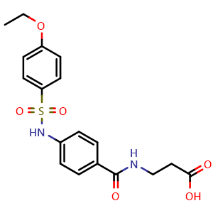 Chemical structure of 3-(4-(4-Ethoxyphenylsulfonamido)benz amido)propanoic acid , CAS 796065-15-1, AChemBlock W167091
