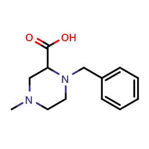 Chemical structure of 1-Benzyl-4-methylpiperazine-2-carboxylic acid , CAS 1260643-68-2, AChemBlock W167123