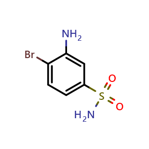 Chemical structure of 3-Amino-4-bromobenzene-1-sulfonamide , CAS 100367-90-6, AChemBlock W167136
