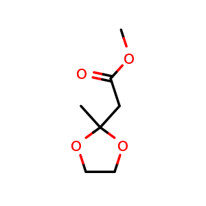 Chemical structure of Methyl 2-(2-methyl-1,3-dioxolan-2-yl)acetate , CAS 56446-60-7, AChemBlock W167142