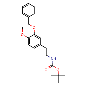 Chemical structure of tert-Butyl 3-(benzyloxy)-4-methoxyphenethylcarbamate , CAS 36455-20-6, AChemBlock W167145