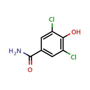 Chemical structure of 3,5-Dichloro-4-hydroxybenzamide , CAS 3337-60-8, AChemBlock W167147