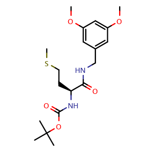 Chemical structure of (S)-tert-Butyl (1-((3,5-dimethoxybenzyl)amino)-4-(methylthio)-1-oxobutan-2-yl)carbamate , AChemBlock W167180