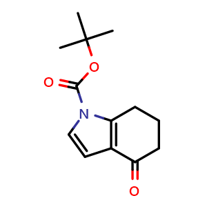 Chemical structure of tert-Butyl 4-oxo-4,5,6,7-tetrahydro-1H-indole-1-carboxylate , CAS 877170-76-8, AChemBlock W167193