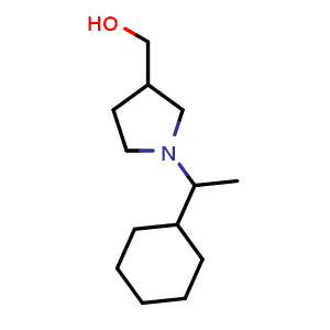 Chemical structure of (1-(1-Cyclohexylethyl)pyrrolidin-3-yl)methanol , CAS 1343079-40-2, AChemBlock W167204