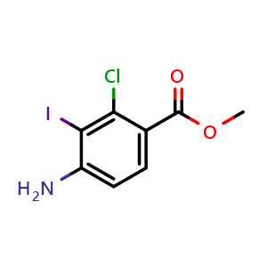 Chemical structure of Methyl 4-amino-2-chloro-3-iodobenzoate , CAS 935676-14-5, AChemBlock W167229