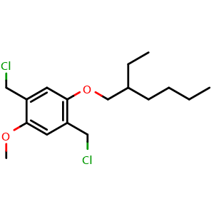 Chemical structure of 2,5-Bis(chloromethyl)-1-methoxy-4-(2-ethylhexyloxy)benzene , CAS 146370-52-7, AChemBlock W167277